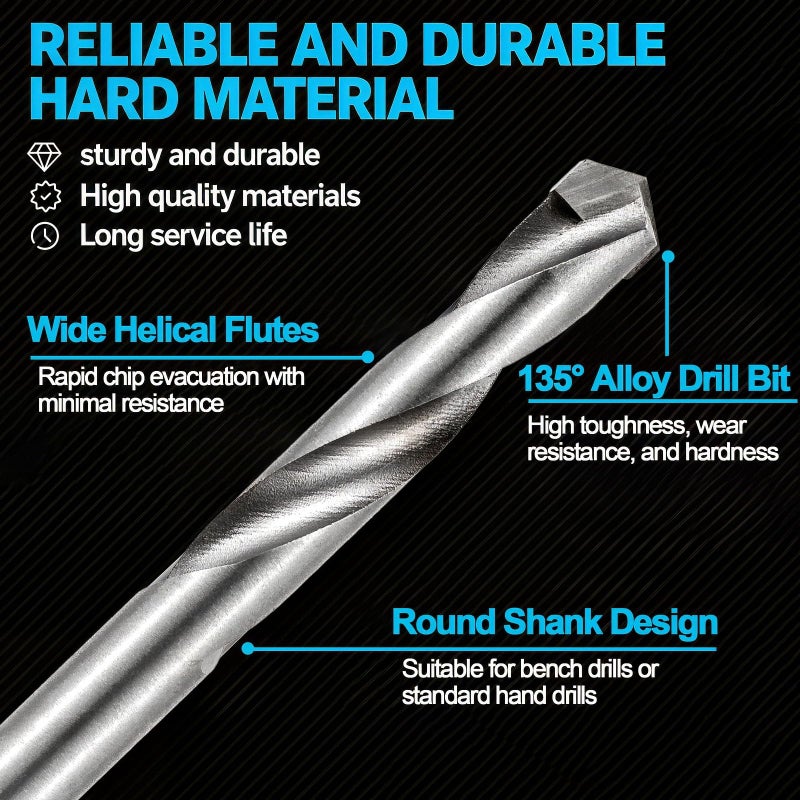 JIUWU Drill Bit Set,13 Pack Tungsten Steel Cemented Carbide Twist Drill Bits, Metal YG Alloy Blade, for Cast Iron, Iron Plate, Pig, 3 4 5 6 7 8 9 10 11 12 13.5 14 15 mm Drill Bit Set - Image 3